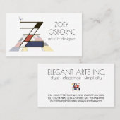 Kunstmonogram met neoplasticisme. Letter Z Visitekaartje (Voorkant / Achterkant)