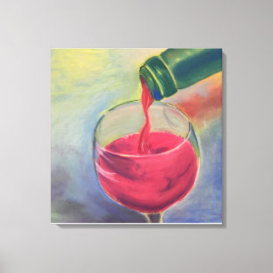 Kunstmuurkunst met moderne rode wijn met een glaze canvas afdruk
