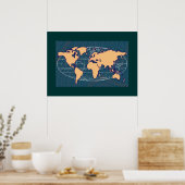 kunstmuurmuur van mapa-mundi poster (Keuken)