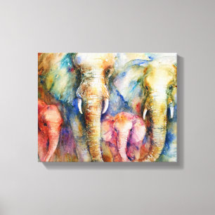 Kunstmuurschilderkunst van de olifant-familie op d canvas afdruk