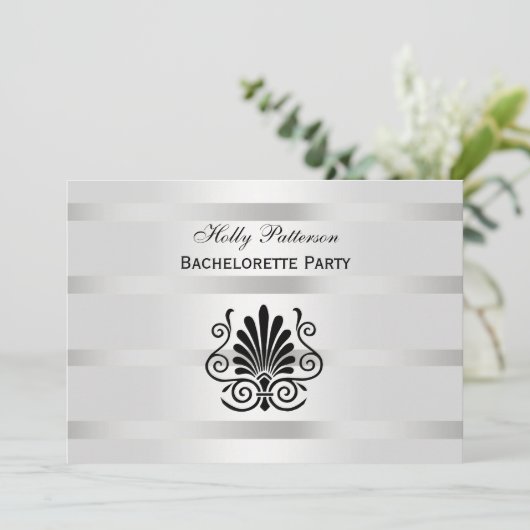  kunstnet Deco Plume Black White H Bachelorette Kaart (Staand voorkant)