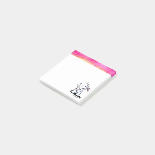 Kunstnotities voor roze en goudbichon post-it® notes (Schuin)