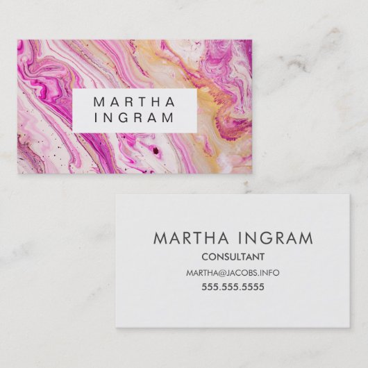 Kunstontwerp Abstract Helder, roze, wit Visitekaartje (Voorkant / Achterkant)