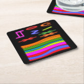 Kunstontwerp met een zwarte achtergrond vierkante kartonnen onderzetter (Schuin)