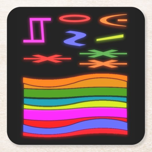 Kunstontwerp met een zwarte achtergrond vierkante kartonnen onderzetter (Voorkant)