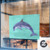 Kunstontwerp met flessendolfijn raamsticker (Cafe Raam)