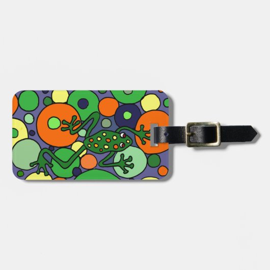 Kunstontwerp met funky Frog en Bubbles Bagagelabel (Voorkant horizontaal)