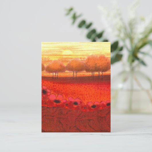 Kunstontwerp "Red Flowerfield" is een droom van La Briefkaart (Staand voorkant)