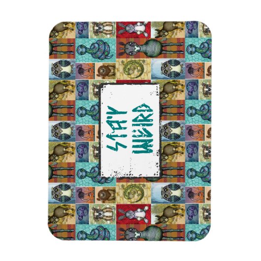 Kunstontwerp van dun dier collage Folk Magneet (Verticaal)