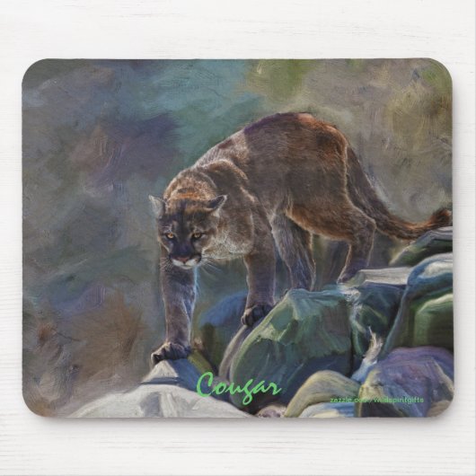 Kunstontwerp voor de prowling Cougar Mountain Lion Muismat (Voorkant)