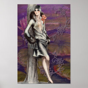  kunstontwerp voor deco Flapper Lady Poster