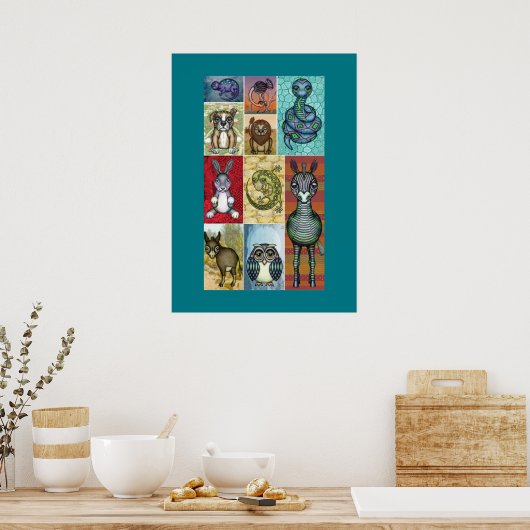 Kunstontwerp voor het collage-vouwschildpad poster (Keuken)