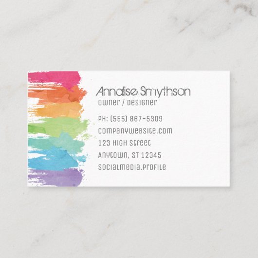 Kunstontwerper kunstenaar Verf Splash Modern Visitekaartje (Achterkant)