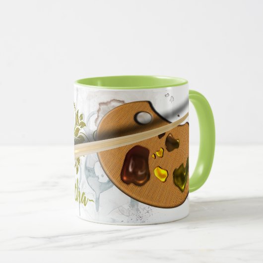 Kunstpalet en penseel schilderen mok (Voorkant rechts)