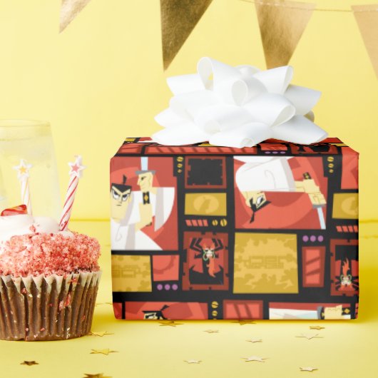 Kunstpaneelpatroon Samurai Jack & Aku Cadeaupapier (Verjaardagsfeest)