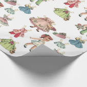 kunstpapierdollar. Cute paper cutout pop. Cadeaupapier (Hoek)