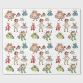 kunstpapierdollar. Cute paper cutout pop. Cadeaupapier (Vlak)