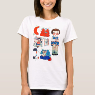  kunstpapierdollar. Cute paper cutout pop. T-shirt