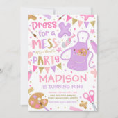 Kunstpartij Kunstschilder Meisje Birthday Party Kaart (Voorkant)