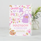 Kunstpartij Kunstschilder Meisje Birthday Party Kaart (Staand voorkant)