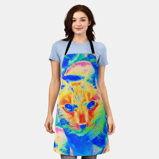 Kunstpastei Neon Cat Abstract Schort (Gedragen)