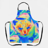 Kunstpastei Neon Cat Abstract Schort (Voorkant)