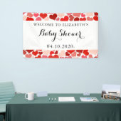 Kunstpatronen, rode harten, liefde, Baby shower Spandoek (Beurs)