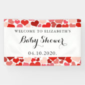 Kunstpatronen, rode harten, liefde, Baby shower Spandoek (Horizontaal)