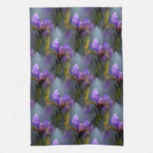 Kunstpatroon blauwe vlag Iris-bloem Natuur Theedoek