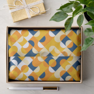 Kunstpatroon Chic Dark Blue Sunny Yellow Circles Tissuepapier