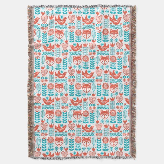 Kunstpatroon Finse vos- en vogelfolk Deken (Voorkant Verticaal)