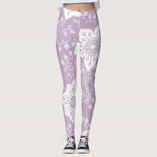Kunstpatroon funky Retro Cool Modern Flowers Leggings (Voorkant)