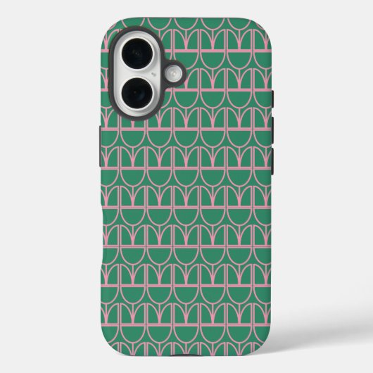 Kunstpatroon groene en roze Floral Line Case-Mate iPhone Case (Achterkant)