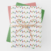 Kunstpatroon kleurige festive Party String Lights Inpakpapier Vel (In situ)