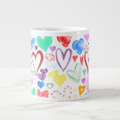 Kunstpatroon, kleurrijke harten, hartspatroon extra grote mok (Voorkant)