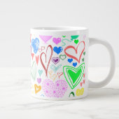 Kunstpatroon, kleurrijke harten, hartspatroon extra grote mok (Rechts)