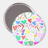 Kunstpatroon, kleurrijke harten, hartspatroon magneet (Voorkant / Achterkant)