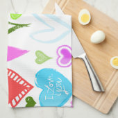 Kunstpatroon, kleurrijke harten, hartspatroon theedoek (Quarter Fold)