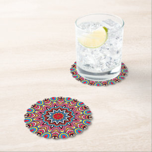 Kunstpatroon met kleurrijke Star Mosaic Kaleidosco Kartonnen Onderzetters