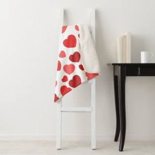 Kunstpatroon, rode harten, hartspatroon sherpa deken