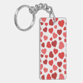 Kunstpatroon, rode harten, hartspatroon sleutelhanger (Voorkant Links)