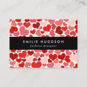 Kunstpatroon, rode harten, liefde visitekaartje (Voorkant)