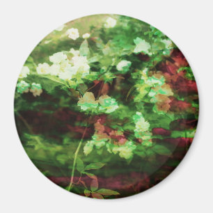 Kunstpatroon rode rode groene bloem. begrip natuur magneet