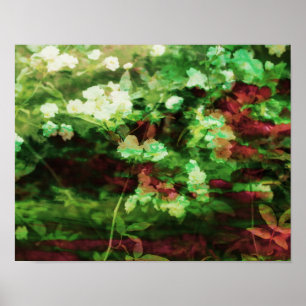 Kunstpatroon rode rode groene bloem. begrip natuur poster
