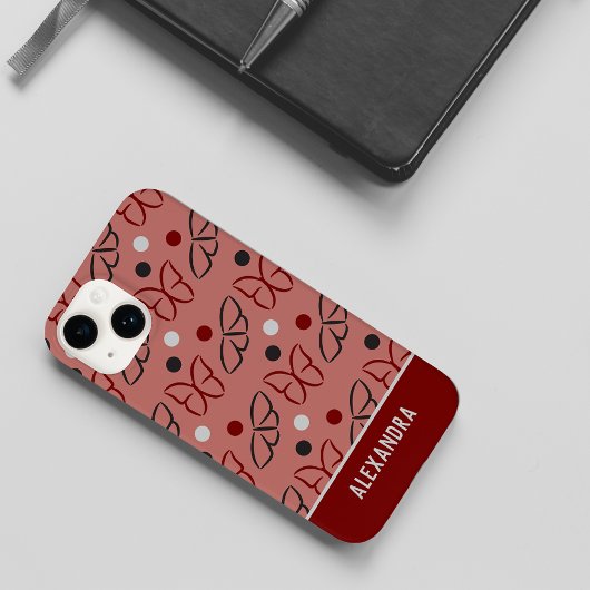 Kunstpatroon voor roze roze grijze vlinder Case-Mate iPhone case