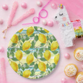 Kunstpatroon voor topheupen tropische zomer Lemon  Papieren Bordje (Feest)