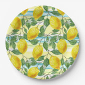 Kunstpatroon voor topheupen tropische zomer Lemon  Papieren Bordje (Voorkant)
