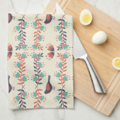 Kunstpatroon voor vogels en Floral Folk Theedoek (Quarter Fold)