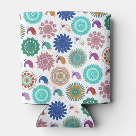 Kunstpatroon Zingende vogels en Mandala Folk Blikjeskoeler (Achterkant)