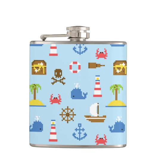 Kunstpatroonpatroon Pixel Zee Heupfles (Voorkant)